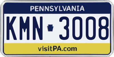 PA license plate KMN3008