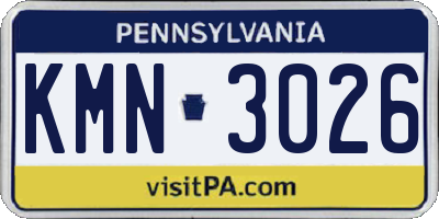 PA license plate KMN3026