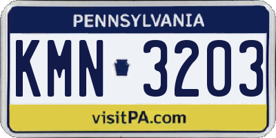 PA license plate KMN3203