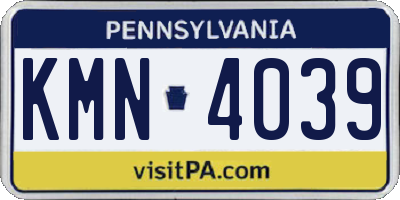 PA license plate KMN4039