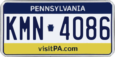 PA license plate KMN4086
