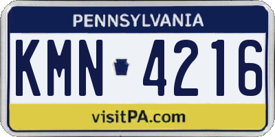 PA license plate KMN4216