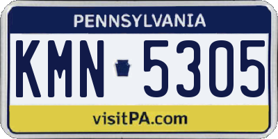 PA license plate KMN5305