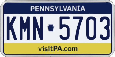 PA license plate KMN5703
