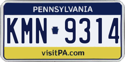 PA license plate KMN9314