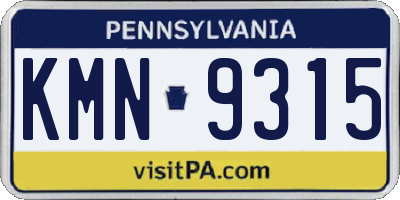 PA license plate KMN9315