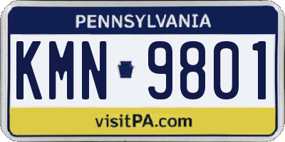 PA license plate KMN9801