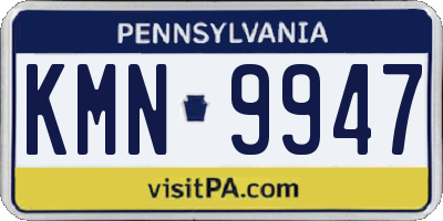 PA license plate KMN9947