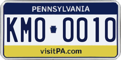 PA license plate KMO0010