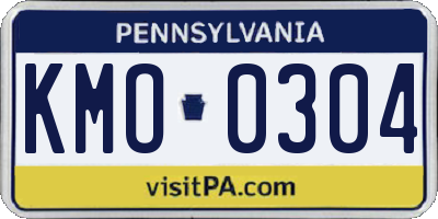 PA license plate KMO0304