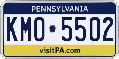 PA license plate KMO5502