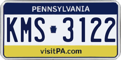 PA license plate KMS3122