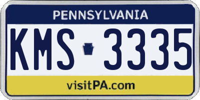 PA license plate KMS3335