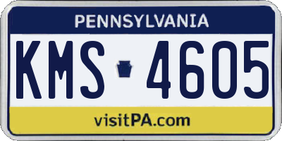 PA license plate KMS4605
