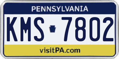 PA license plate KMS7802