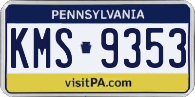PA license plate KMS9353