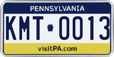 PA license plate KMT0013