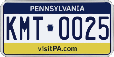 PA license plate KMT0025