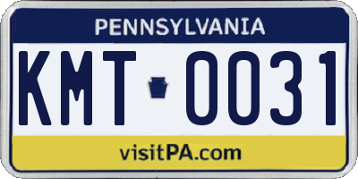 PA license plate KMT0031