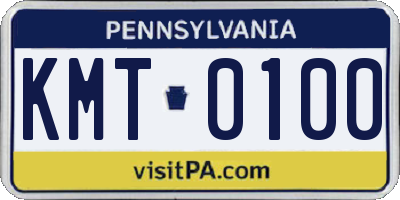 PA license plate KMT0100
