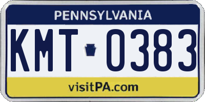 PA license plate KMT0383