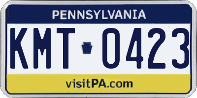PA license plate KMT0423