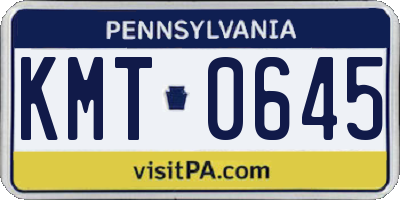PA license plate KMT0645