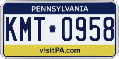 PA license plate KMT0958