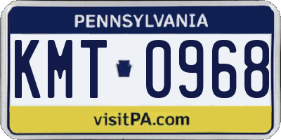 PA license plate KMT0968