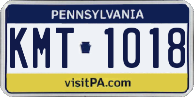 PA license plate KMT1018