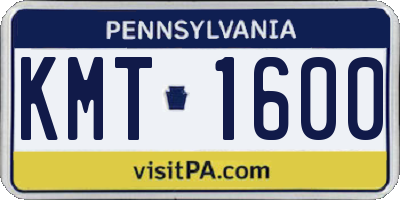 PA license plate KMT1600