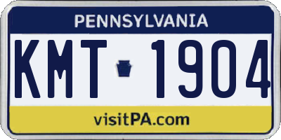 PA license plate KMT1904