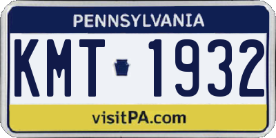 PA license plate KMT1932