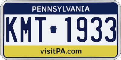 PA license plate KMT1933