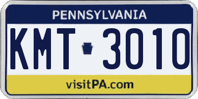 PA license plate KMT3010