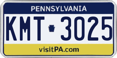 PA license plate KMT3025