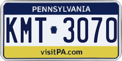 PA license plate KMT3070