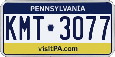 PA license plate KMT3077