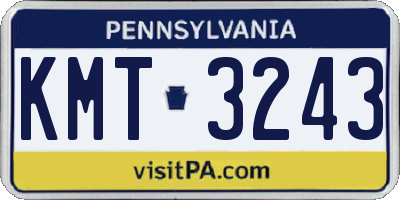 PA license plate KMT3243