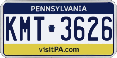 PA license plate KMT3626