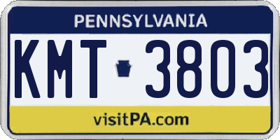 PA license plate KMT3803