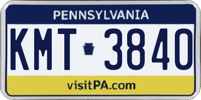 PA license plate KMT3840