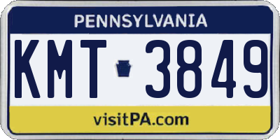 PA license plate KMT3849