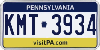 PA license plate KMT3934