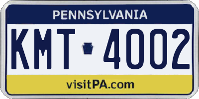 PA license plate KMT4002