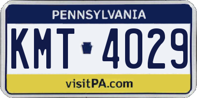 PA license plate KMT4029