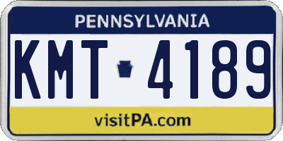 PA license plate KMT4189
