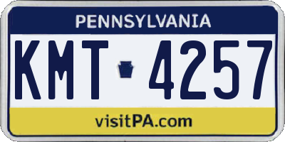 PA license plate KMT4257