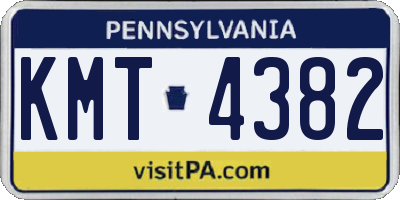 PA license plate KMT4382