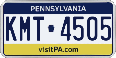 PA license plate KMT4505
